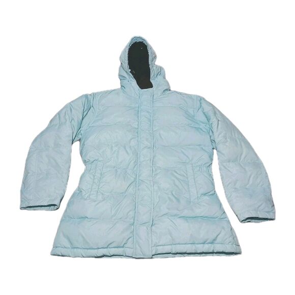 Vintage Gap Womens Down Fill Puffer Jacket Small Coat Quilted Hooded Waterfowl S - Picture 9 of 16